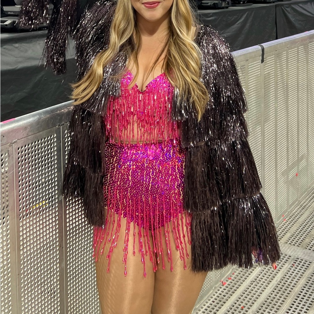 Plus Size Eras Tour Sequin Pink Custom Two Piece